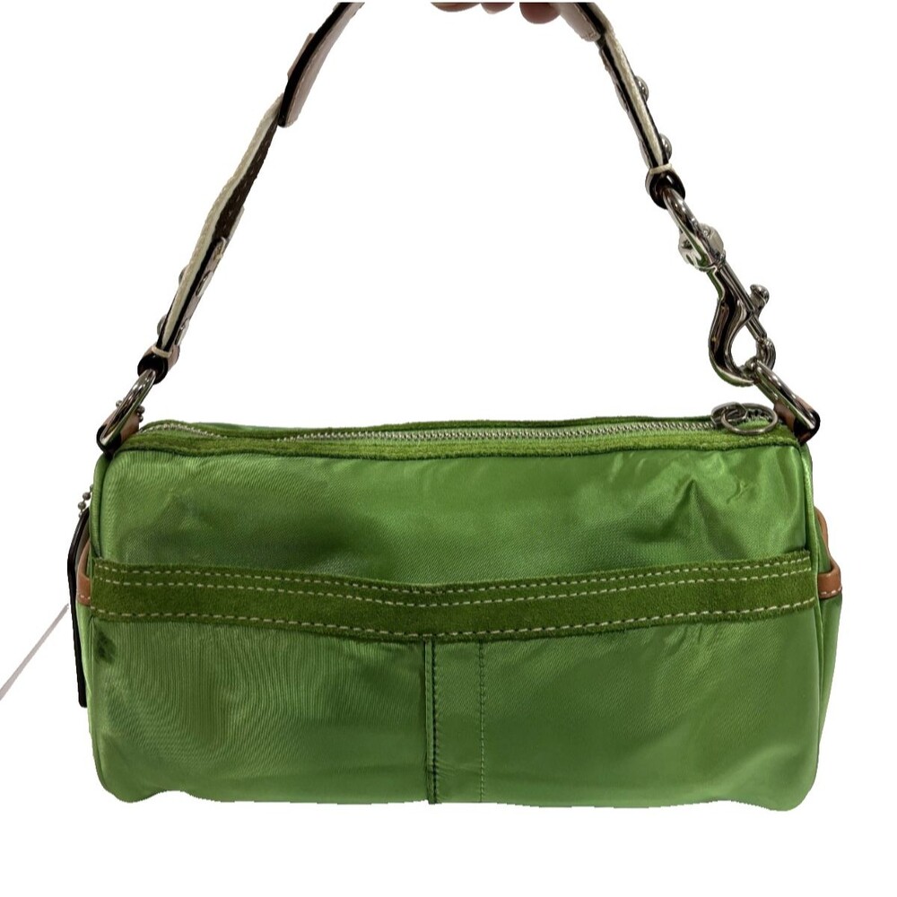 Coach Green Sateen / Leather trim Mini Barrel Bag Vintage 2006 RARE - Picture 3 of 14